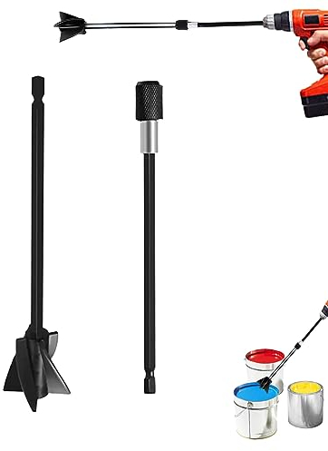 2Pcs Drill Mixer Attachment, Mixing Paddle for Drill with Extension Rods, Paint Mixer for Drill, Reusable Paint Mixing Paddle for Mixing Epoxy Coatings, Ceramic Glazes, Stains and Other Thick Liquids