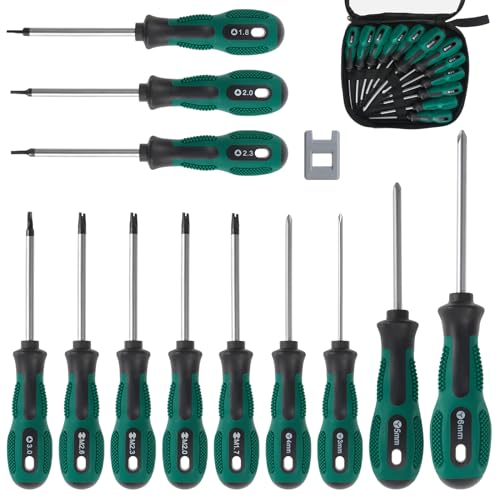 Moendergo Lot de 12 tournevis magnétiques de réparation en forme de U/triangle/Y avec sac à outils et magnétiseur