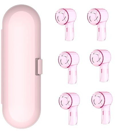HORNORM Custodia da viaggio per spazzolini elettrici Oral-B e 6 coperture riutilizzabili per testine per spazzolino elettrico Oral B (rosa)
