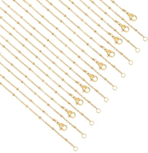 nbeads 10 Stück 304 Edelstahl-Satellitenketten-Halsketten, 45cm Lange Goldene Ketten Zur Schmuckherstellung Gliederkabelketten Mit Karabinerverschluss Für Schmuckherstellung von Frauen