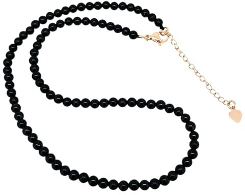 Collier De Perles Fait À La Main Pour Femmes Et Filles, Ras Du Cou, Perles De 4mm, Pierres Précieuses Naturelles, Bijoux En Cristal De Guérison, Couches Empilables (Agate noire)