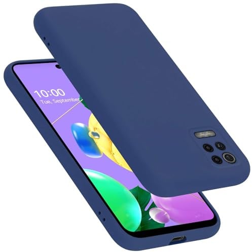 Cadorabo Hülle kompatibel mit LG K52 / K62 / Q52 Hülle Silikon Handyhülle für K52 / K62 / Q52 Case aus flüssigem Silikon- Kratzfeste und stoßfeste dünne TPU Schutzhülle - Liquid BLAU