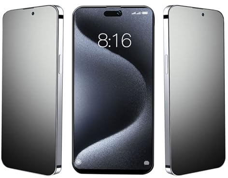 JELLYEA 3 Piezas Protector Pantalla Privacidad para iPhone 15 Pro Vidrio Templado Mate Anti-Espía Anti-Huellas Anti-Reflejo Cristal Templado para Apple iPhone 15 Pro,6.1