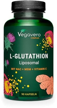 Reduziertes Glutathion | Liposomales Pureway™-G | Mit NAC, Glycin, Glutamin, Vitamin C, Selen, Mariendistel & Curcuma Extrakt | Vegan & Ohne Zusatzstoffe | Deutsche Produktion von Vegavero®