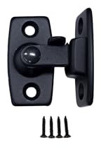 QCAA Heavy Forged Solid Brass Door Latch, 90 Degree Right Angle Door Latch Buckle for Doors & Windows, Small, 1.75, Matte Black, 1 Pack, Made in Taiwan