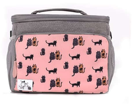 Biggdesign Katzen Wärmeisolierte Tasche Kühlbox Kühlbox Wasserdicht und Auslaufsicher Isolierte Lunch-Taschen für Männer und Frauen Picknick Kühltaschen Erwachsene Lunchboxen 10L (Rosa)