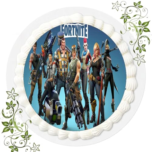 FONDANT Tortenbild, Zuckerbild mit Motiv, Essbares Foto für Torten, Tortenbild, Tortenaufleger Ø 20cm FONDANT Gamer Game Fortnite Nr. 26