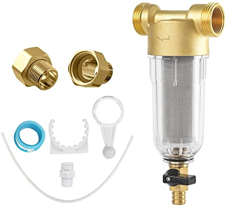 Filtro dell'acqua riutilizzabile, 1 pollice, filtro fine risciacquabile, prefiltro per acqua potabile, filtro di ricambio per acqua potabile, filtro per acqua potabile, combinazione di filtri (1&