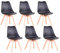 TTATC Pack de 6 Sillas de Comedor con Patas de Madera Maciza de Haya, Sillas de Cocina de Diseño Nórdico Sillas de Oficina de Madera con Asiento Acolchado, Negro