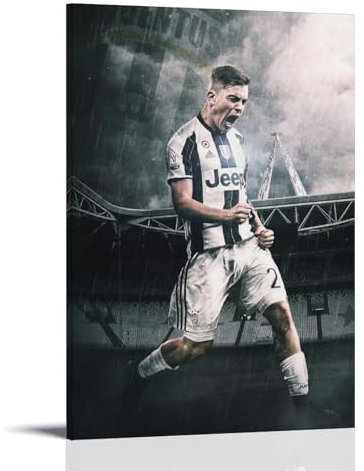 QEWSAR Paulo Dybala Fußballstar-Poster auf Leinwand, Wandkunst, Bild, Drucke, hängendes Foto, Geschenkidee, Dekoration, Heimkunstwerke, 50 x 75 cm