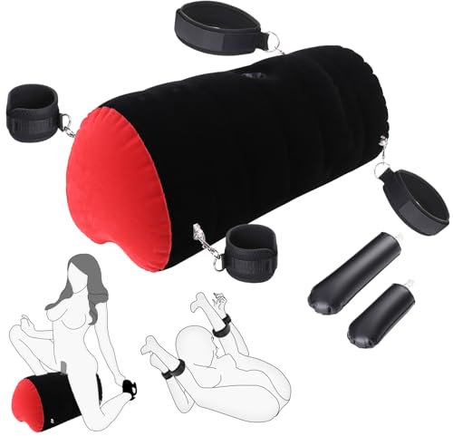 Sex-Positionskissen, Dildohalterung mit verstellbaren Hand- und Oberschenkelfesseln, Sex-Bondage-Set, Sexmöbel fürs Schlafzimmer – Sex-Body-Positioner für Paare (red-black)