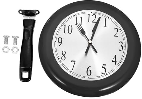 FUNOMOCYA Geräuschlose Edelstahl Wanduhr Im Pfannendesign Kreative Dekorative Wanduhr Für Wohnzimmer Wandmontierte Stille Küchenuhr Verschleißfest Und Platzsparend