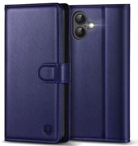 Kuafcase Compatible for iPhone 16 Case with 4 Card Slots Magnetic Closure Kickstand Shockproof Protective Phone Case Compatible for iPhone 16 - Blue