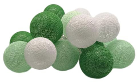 pom pom Fairy Lights LED Cotton Ball Light String Light, 20 Cotton Balls Fairy Lights Battery Powered, 300cm Festival Christmas Wedding Baby Shower Party LED Decorations Lights, Green