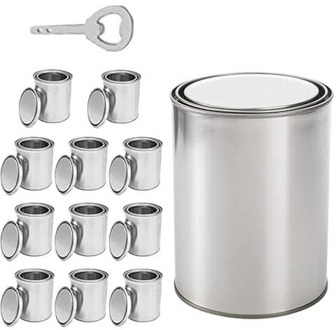 Pot de peinture vide - Sans doublure - 0,5 l - Multifonction - Avec couvercle - 12 boîtes pour le rangement de la peinture et plus encore