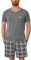 Jahetuul Pyjama Homme Court en Coton Été Ensembles de Pyjama Homme à Col Rond avec Poches Pyjama Homme avec Short à Carreaux Vêtements de Nuit Homme