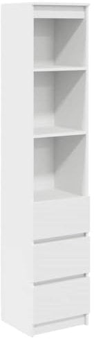 vidaXL Highboard Weiß 37,5x35x180 cm Holzwerkstoff, Schrank, Lagerschrank, Schrank hoch, Beistellschrank, hoher Schrank, Schrank mit Schublade