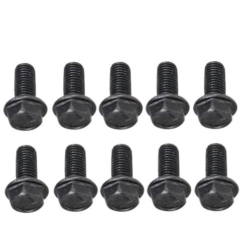 Pernos De Carro Black Metal Screw Saw Blade Bolt 6mm/7mm/8mm Left Hand Thread Hex Head Flange Tool Parts Nut & Bolt Sets 10 Pcs Tornillo De Bloqueo(7mm)