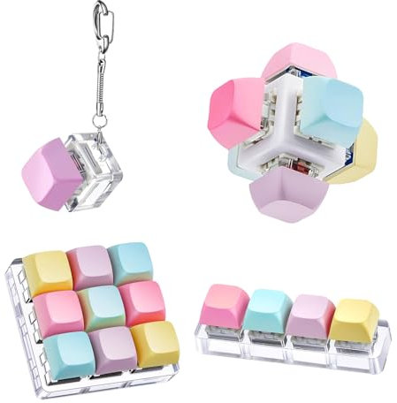 4 Pcs Keyboard Fidget Toy, Keyboard Fidget Keychain, Funny Stress Relief Toys for Adults Kids, Keyboard Fidget Clicker Decompression Gift for Boys Girls