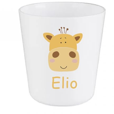 Gobelet Enfant Personnalisé – Incassable en Polymère – Motif Girafe + Prénom – Idéal École, Bébé, Enfant, Cadeau Anniversaire ou Naissance