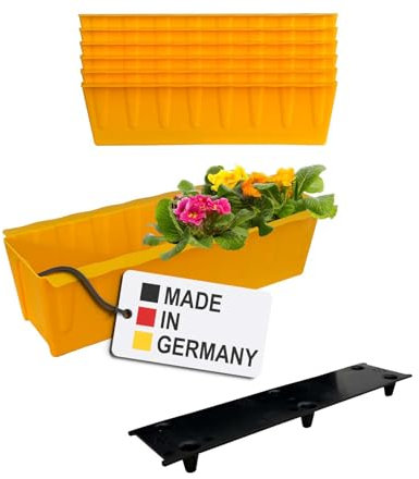 BURI 6 Euro-Paletten Blumenkästen-Einsätze inkl. Bewässerungsmatte | 37,3cm Gelb | Pflanzkasten für Europalette Palette | Balkonkasten | Blumentopf | aus stabilen Kunststoff | Made in Germany