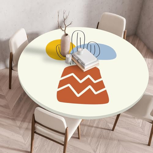 Hixingo Tovaglia Impermeabile, Stile Semplice Tovaglia con Bordo Elastico, Antimacchia Copripiano Lavabile Copripiano per Cucina, Sala da Pranzo, Camera da Letto (Cactus,120CM)