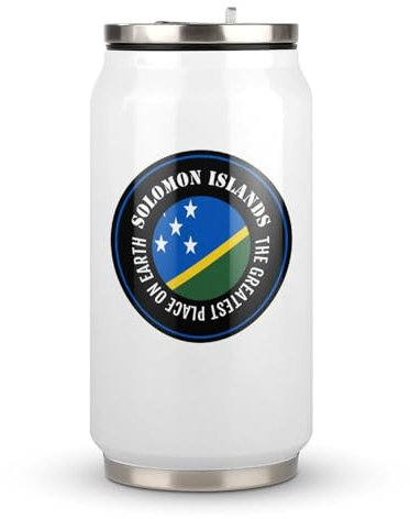 Yelolyio The Greatest Place On Earth - Taza de acero inoxidable con tapa y pajita, diseño de bandera nacional de las Islas Salomón, taza de café de viaje para bebidas frías y calientes, regalo para