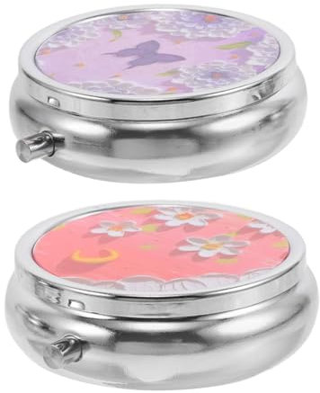 MOTHNUR 2 Piezas Pintura Decorativo de Compartimentos para Maquillaje Estuche de Viaje para Aceite y Cosméticos Caja Vacía de Pintura para Corrector y Labial con Floral