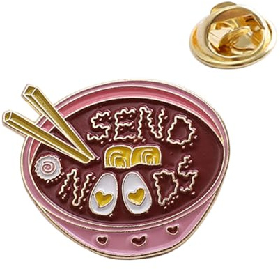 COMPUKAS Cartoon Brooch Enamel Noodles and Bowl Brooch Alloy Funny Pin Backpack Shirt Badge for Daily Wear