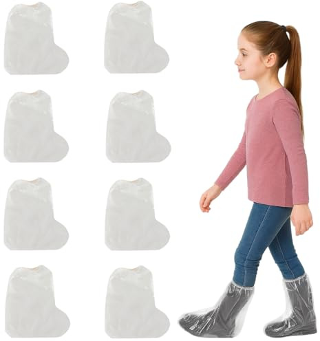 4 Pares Cubre Zapatos Impermeable, Patucos Desechables, Fundas Desechables Para Botas, Para Zapatos de Niños, Fundas Para Zapatos, Impermeables, Antideslizantes, Para Camping al Aire Libre (30 * 28cm)