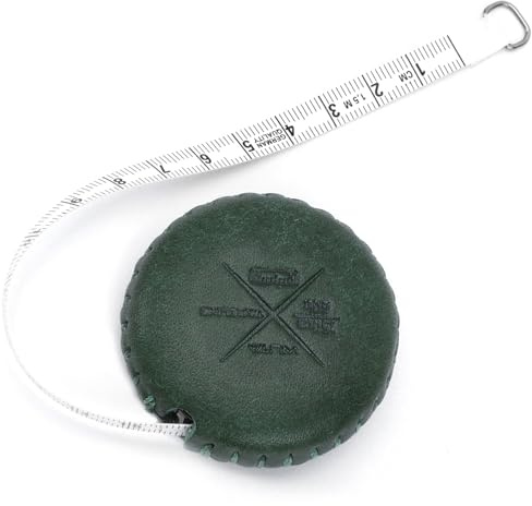 WUTA Leder Maßband aus Vintage Frosted Top-Grain Leder, Automatisch Kleines Nähbandmaß für Schneider 150cm 1Pcs(Dunkelgrün)