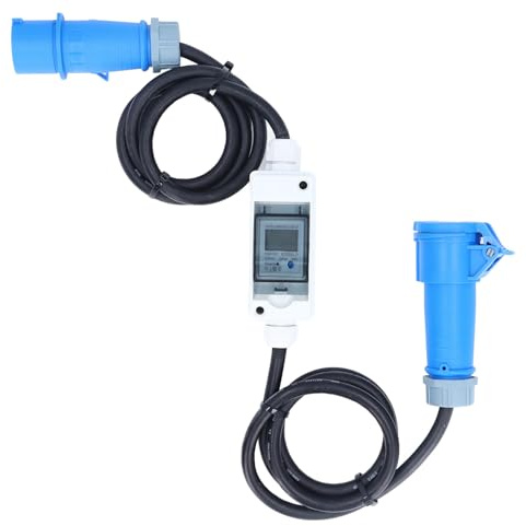 Marhynchus CEE-Steckdose, 16 A, 3-polig, IP65, Wasserdicht, mit LCD-Digital-Wattmeter, Stromausfallspeicher und Hintergrundbeleuchtungsanzeige für Wohnmobil-Elektroauto-Industriemaschinen