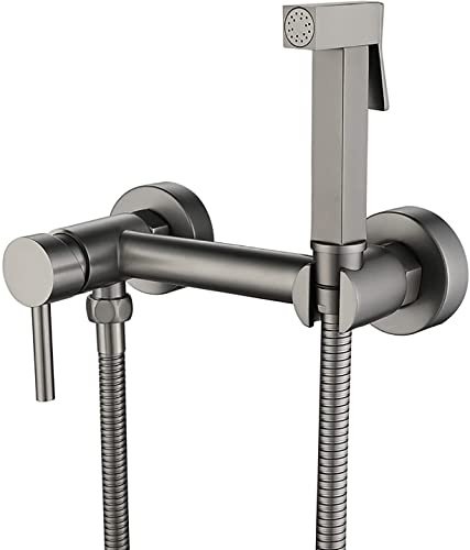 Handheld-Bidet, Handbrause for WC, Wandmontage-Set aus Messing mit 1,5 m Brauseschlauch, grau, 3-teilig(Grey)