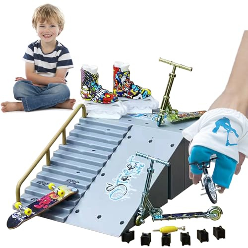 Fingerboard Kit – 16x16x8,5cm Finger Skateboard Rampen Set | Mini Finger Skateboard Rampen Set, DIY Ultimate Park Mit 11 Teilen | Training Und Geburtstagsgeschenk Für Kinder Und Teenager