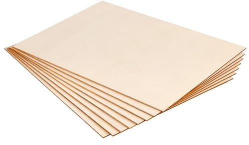 UNGFEI 8 Pack A3 Plywood Sheets, 3mm Thick Unfinished Wood Sheet | A3 Plywood Board Sheet for Crafts, Painting, Engraving, Laser Cutting, (420 x 300mm)