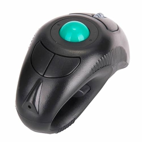 Souris à Boule de Commande sans Fil 2,4 Ghz USB pour Ordinateur Portable | Forme Dauphin, Plastique Noir, 1000 Dpi, Commande au Pouce, Cinq Touches, Usage Droitier et Gaucher