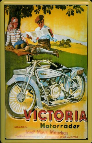 Buddel-Bini Versand Blechschild Victoria Motorräder Motorrad Nostalgieschild Schild Moped Werbung Werbeschild