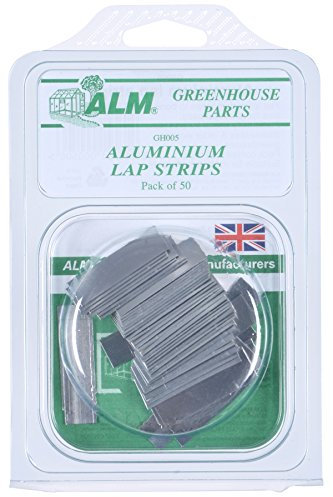 Aluminium Lap Strips Pack of 50 Particularly useful for odd pane thicknesses and wooden greenhouses Flat aluminium strips to bend to shape for glazing repairs. Particularly useful for odd pane thicknesses and wooden greenhouses.