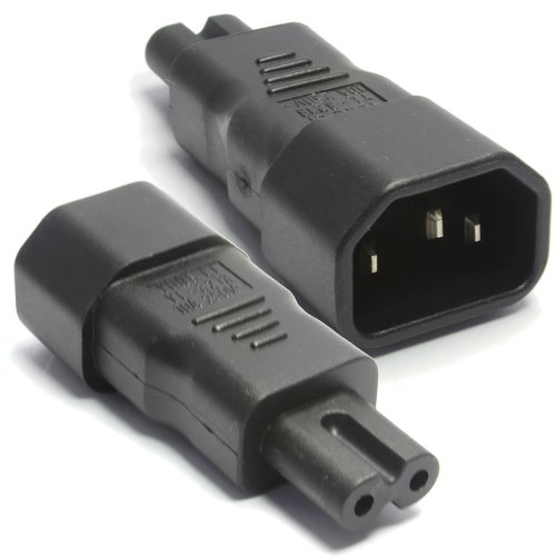 kenable IEC C14 Male Pins to Figure of 8 Eight Male C7 Plug Adapter Black
