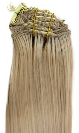 WIG ME UP - EX03-24 Clip-in Komplett-Set 8 tlg. Extensions Haarverlängerungen Vollkopf Farbe Helles Aschblond (24) Länge 40 cm