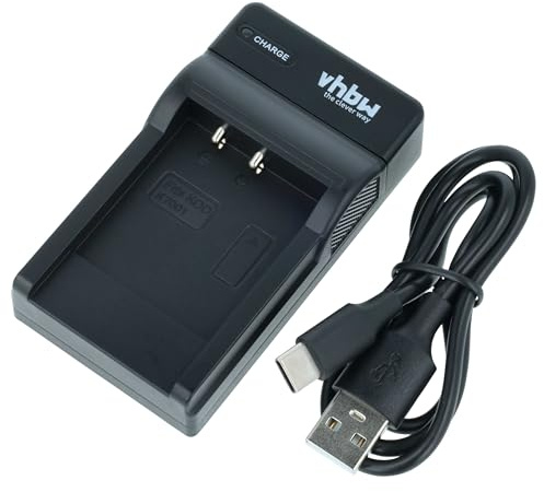 vhbw USB-C Charger compatible with Aigo T-1228, T-1000 Camera Battery + USB-C Cable, Charge Indicator