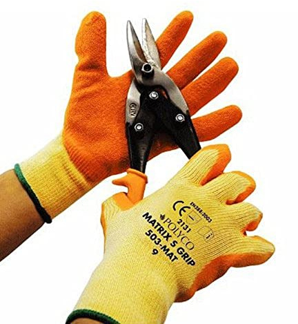 Polyco 503-MAT Matrix S Grip Seamless Glove with Shell Latex Palm Coating, Size 9, Orange