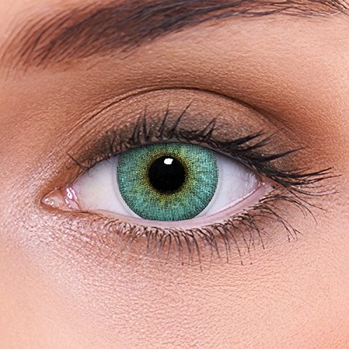 LENZOTICA 2 Stück (1 Paar), Sehr stark natürlich deckende blaue Kontaktlinsen farbig CRYSTAL BLUE + Behälter, DIA 14.00, ohne Stärke, 0.00 Dioptrien, 3 Monatslinsen, ohne Sehstärke, Soft Lens