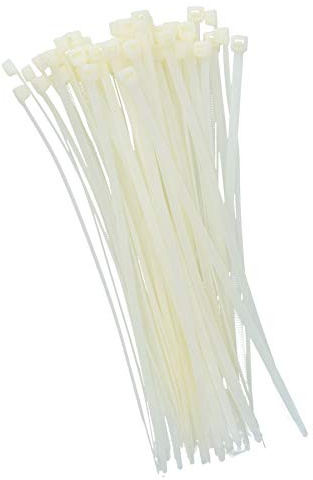 75pc Zip Ties 200mm x 4.5mm White Cable Ties Wrap Wire Lock Ties TE930