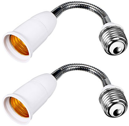 sourcing map 2Pcs E27 to E27 Light Lamp Bulb All Direction Extension Adapter Extenders for Home Light Fixtures Socket Converter