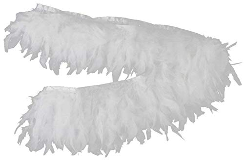 PANAX Echte Truthahnfedern in Weiß auf 200cm Stoffstreifen und ca. 10-15cm Federnlänge - 9 Farbvarianten - Ideal zum Basteln, Fasching, Karneval, Hochzeiten, Dekorationen.