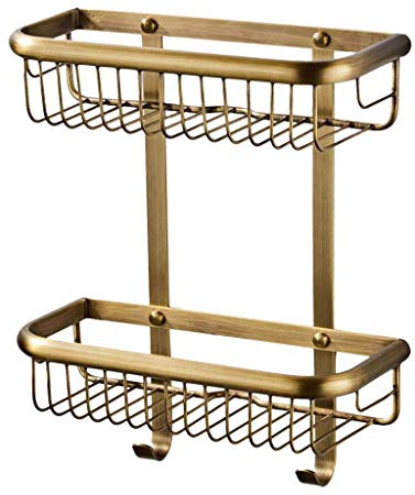 Tubayia Étagère de douche en laiton - Étagère murale - Panier de douche - Pour cuisine, salle de bain - Bronze