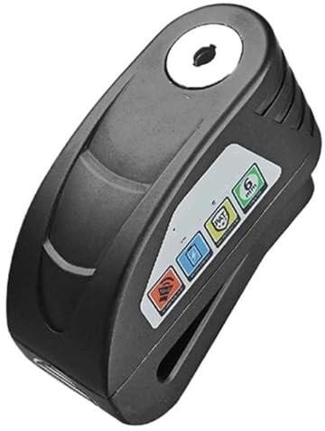 DGOINGPI Pinza Antirrobo Moto Candado de Alarma para Motocicleta, 130 dB, antirrobo, Resistente al Agua, con Rotor de Freno y Disco(DX19 Black)