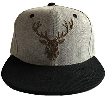 Sporty Deer Hirsch Elch Wald Schwarzwald Snapback Cap Herren Trucker Baseball (Schwarz/Grau)
