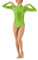 IWEMEK Damen Ballettanzug Glänzende Langarm Body Wetlook Danz Ballett Trikot Gymnastikanzug Turnanzug Metallic Einteiler Lack Leder Bodysuit Overall Leotard Top Kostüme Hellgrün M